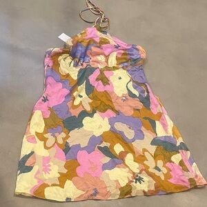 Astr Floral Halter Mini Dress in Pink, Purple, Mustard, Cream